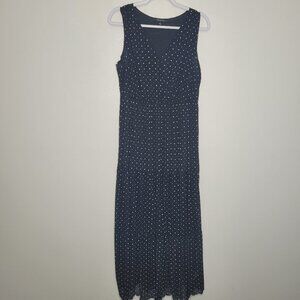 Relativity black white polka dot tiered skirt maxi retro old Hollywood dress 1x